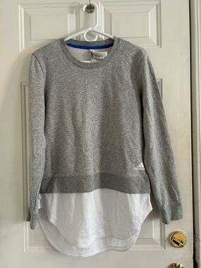 adidas Gray Sweatshirt with White Mesh Hem